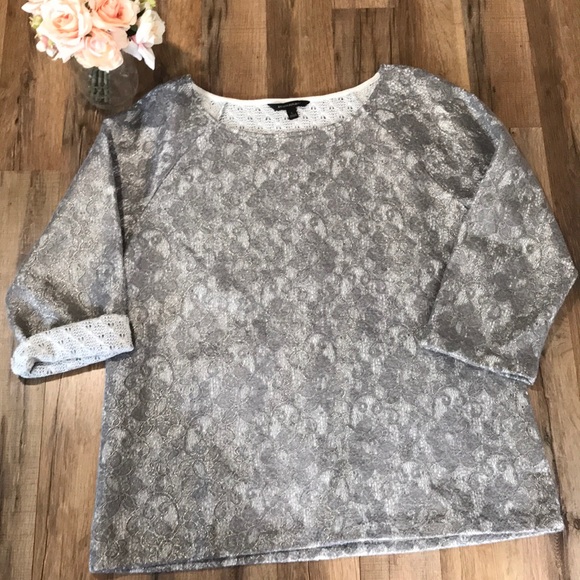 Banana Republic Grey Shimmer Pull Over Sz L - Picture 2 of 6